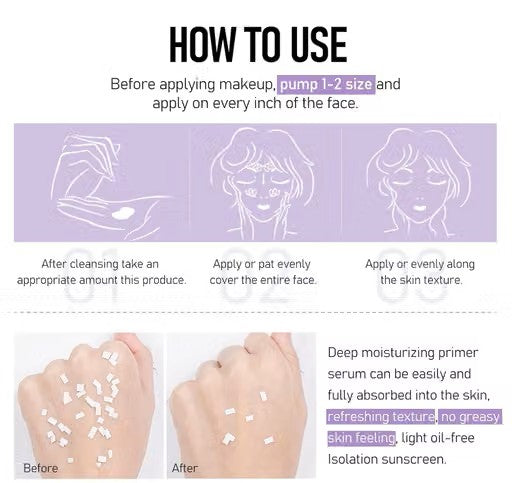 Color Correcting Facial Serum, SPF 50 PA+++, Moisturizing Makeup Primer, One Step Brightening Primer to Even Skin Tone