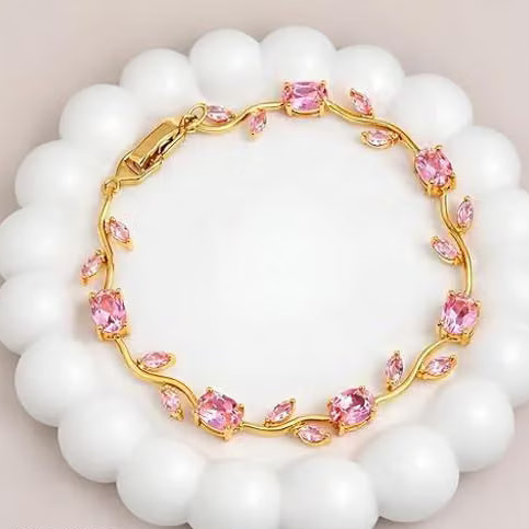 Elegant Tulip Crystal Flower Bracelet