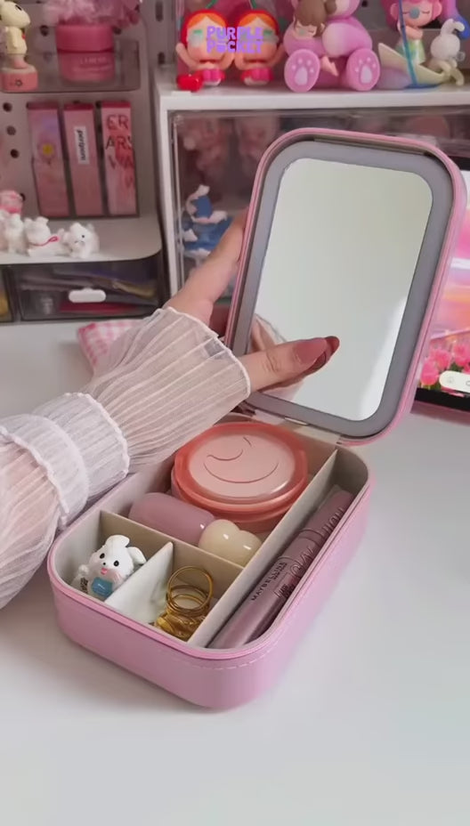 Portable LED Makeup Mirror Box with 3-Color Light