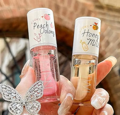 2Pcs Crystal Jelly Lip Oil Moisturizing Hydrating Lip Care Hydrating Lip Gloss Tinted Lip Balm, Long Lasting & Nourishing Lip Glow Oil, Non-sticky Fresh Texture