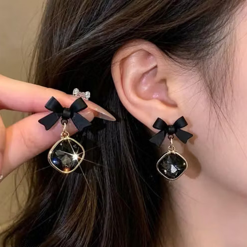 Korean Bow Charm Drop Earrings Combo Set (Pack of 2)