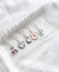 Pack Of 5 Classy Aesthetic Silver AD Charm Pendant Necklace Set For Women And Girls .