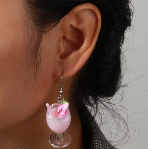 SHASHI Strawberry Pink Fruit Glass Korean Earrings Drop Earrings