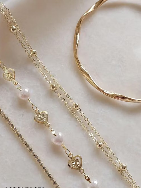 Gold Plated Heart Charm Bracelet