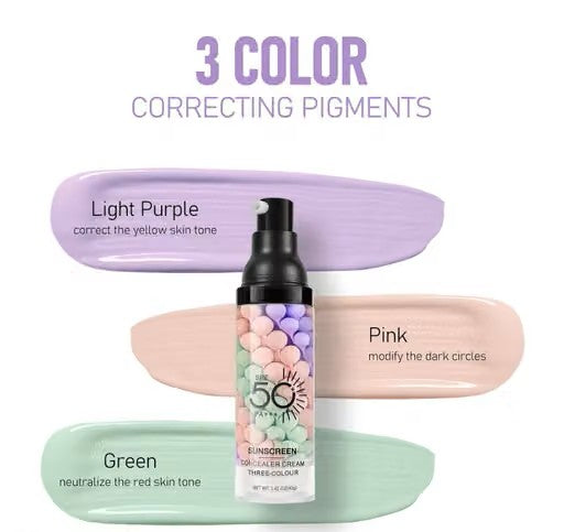 Color Correcting Facial Serum, SPF 50 PA+++, Moisturizing Makeup Primer, One Step Brightening Primer to Even Skin Tone