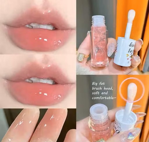 2Pcs Crystal Jelly Lip Oil Moisturizing Hydrating Lip Care Hydrating Lip Gloss Tinted Lip Balm, Long Lasting & Nourishing Lip Glow Oil, Non-sticky Fresh Texture